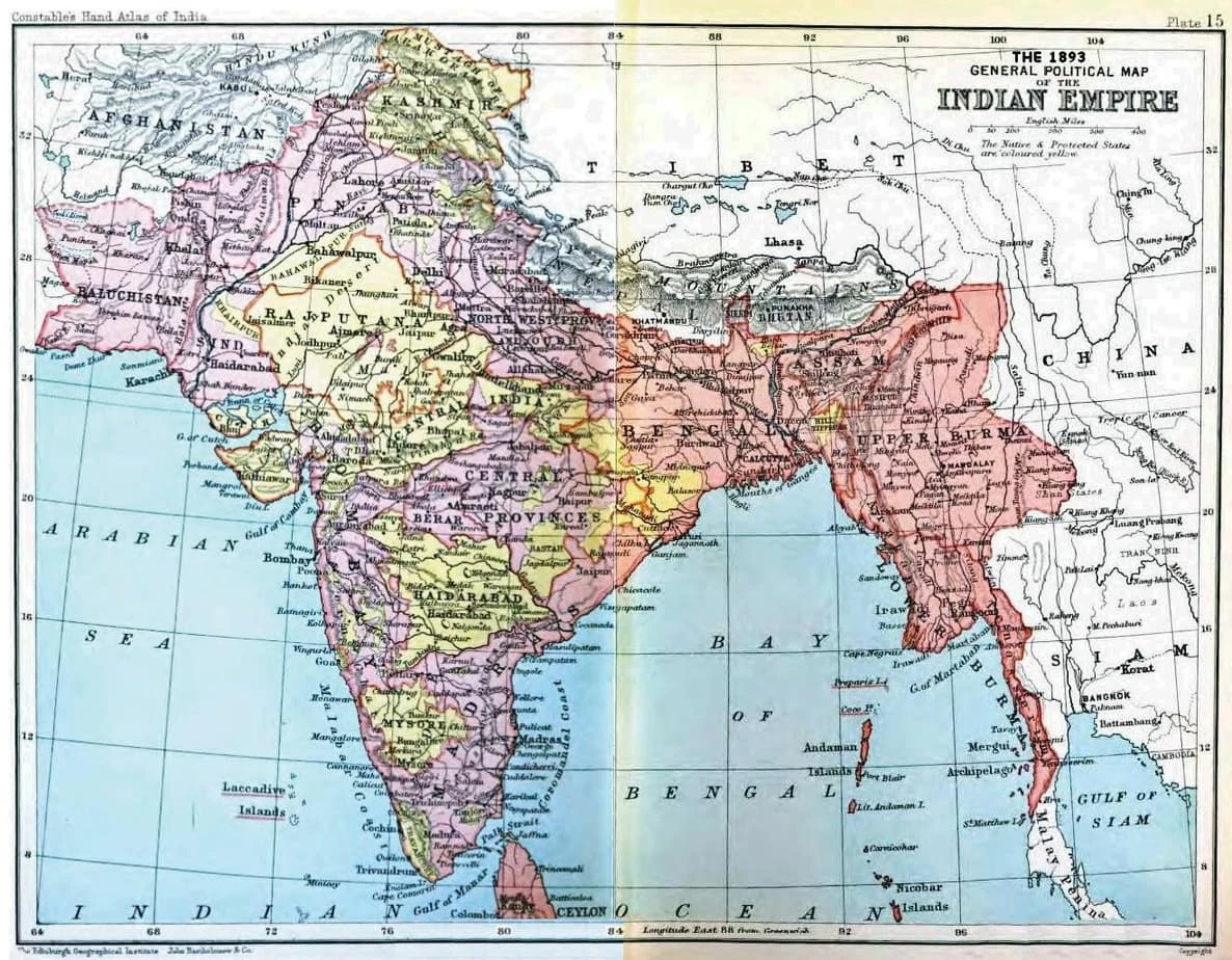 İngiliz’lerin Yönetimi Ele Geçirmesi 8 İngiliz'ler döneminde Hindistan haritası