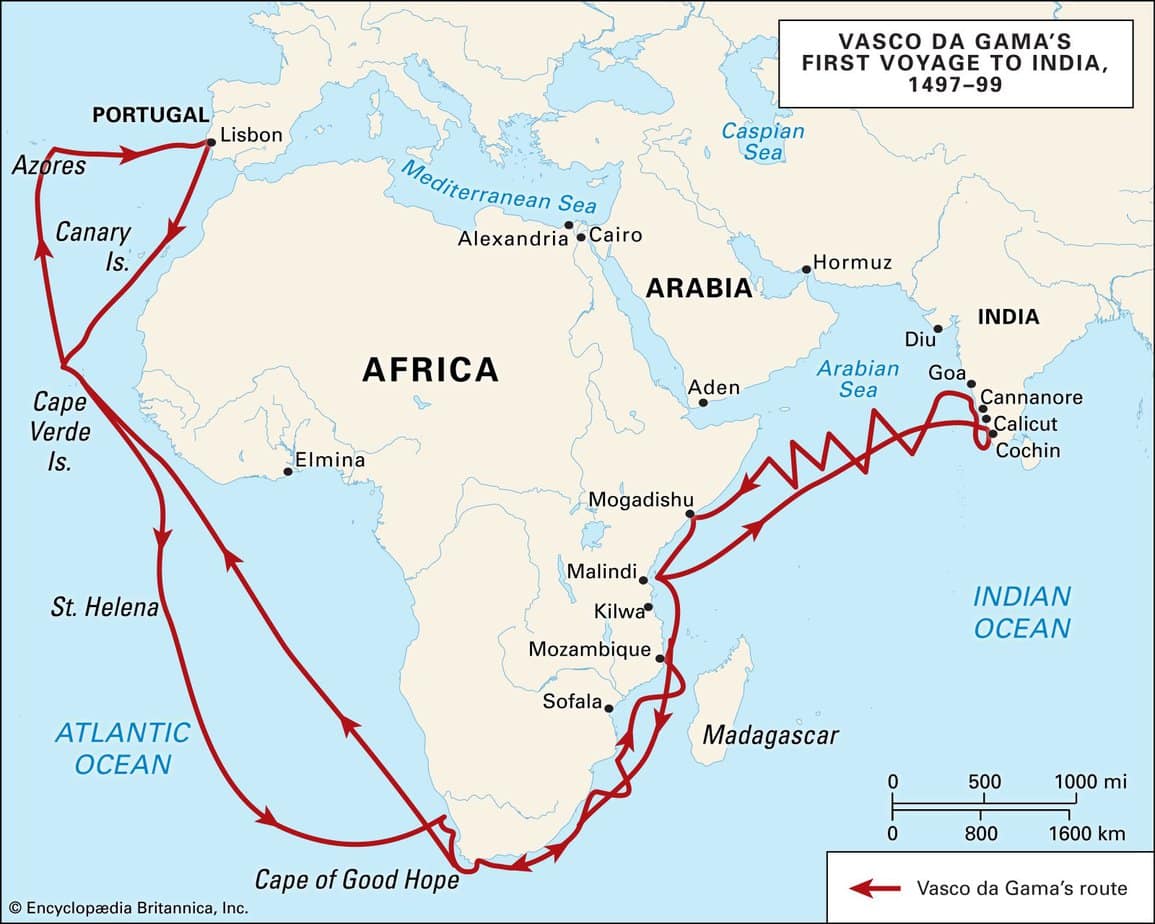 Vasco Da Gama’nın Hindistan seferi 3 vasco rota